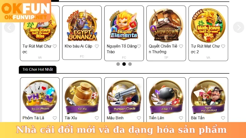 Nhà cái đổi mới và đa dạng hóa sản phẩm