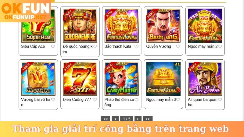 Tham gia giải trí công bằng trên trang web