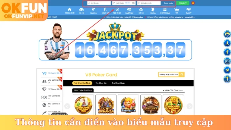 Thông tin cần điền vào biểu mẫu truy cập