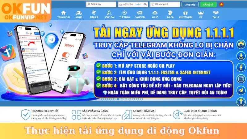 Thực hiện tải ứng dụng di động Okfun