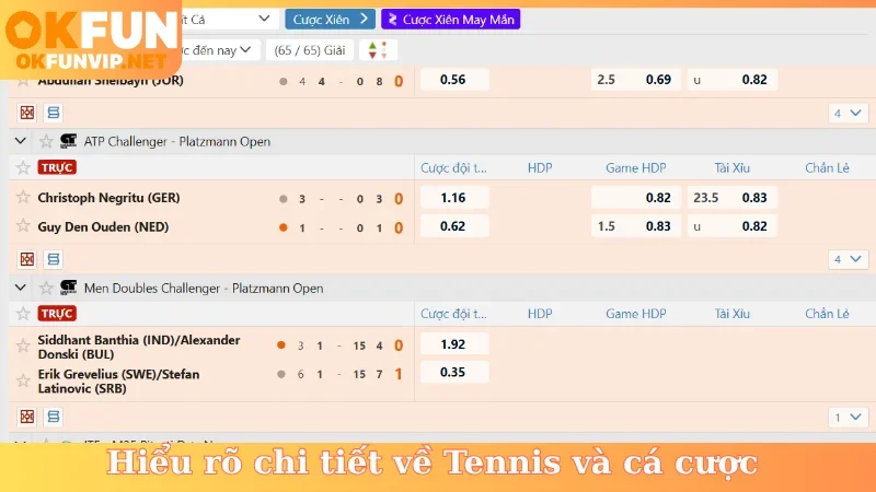 Hiểu rõ chi tiết về Tennis và cá cược