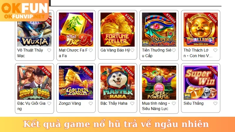 Kết quả game nổ hũ trả về ngẫu nhiên