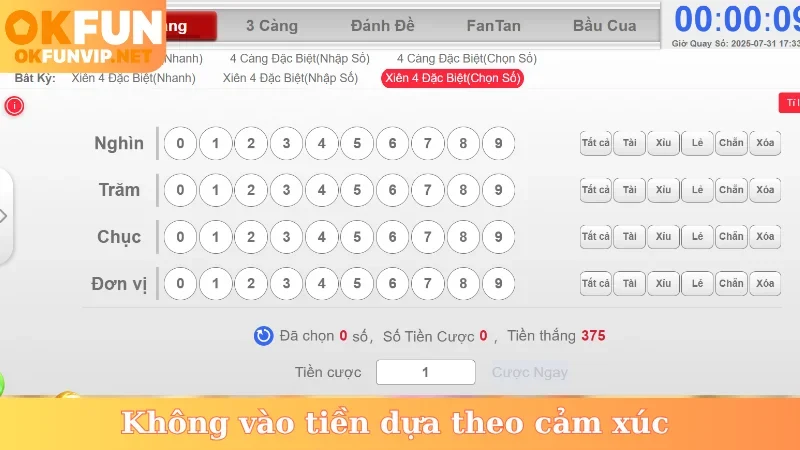 Không vào tiền dựa theo cảm xúc