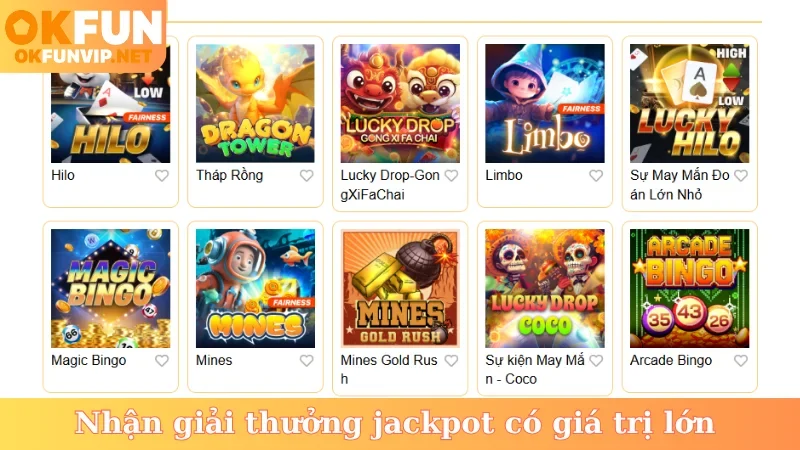 Nhận giải thưởng jackpot có giá trị lớn