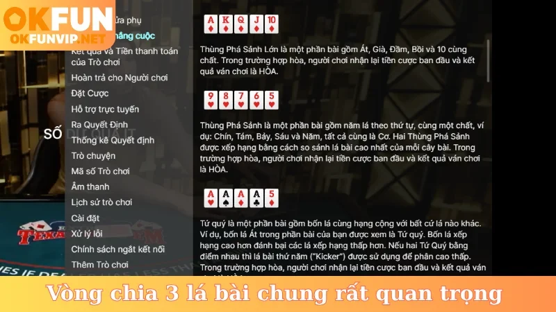 Vòng chia 3 lá bài chung rất quan trọng